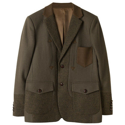 SOARIN英伦风复古羊毛西装外套男 Vintage拼接商务休闲毛呢单西服