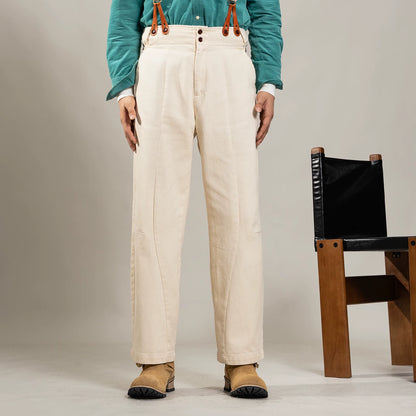 SOARIN Gentleman Vintage Wide Leg Cotton Corduroy Suspenders Trousers Z213F480