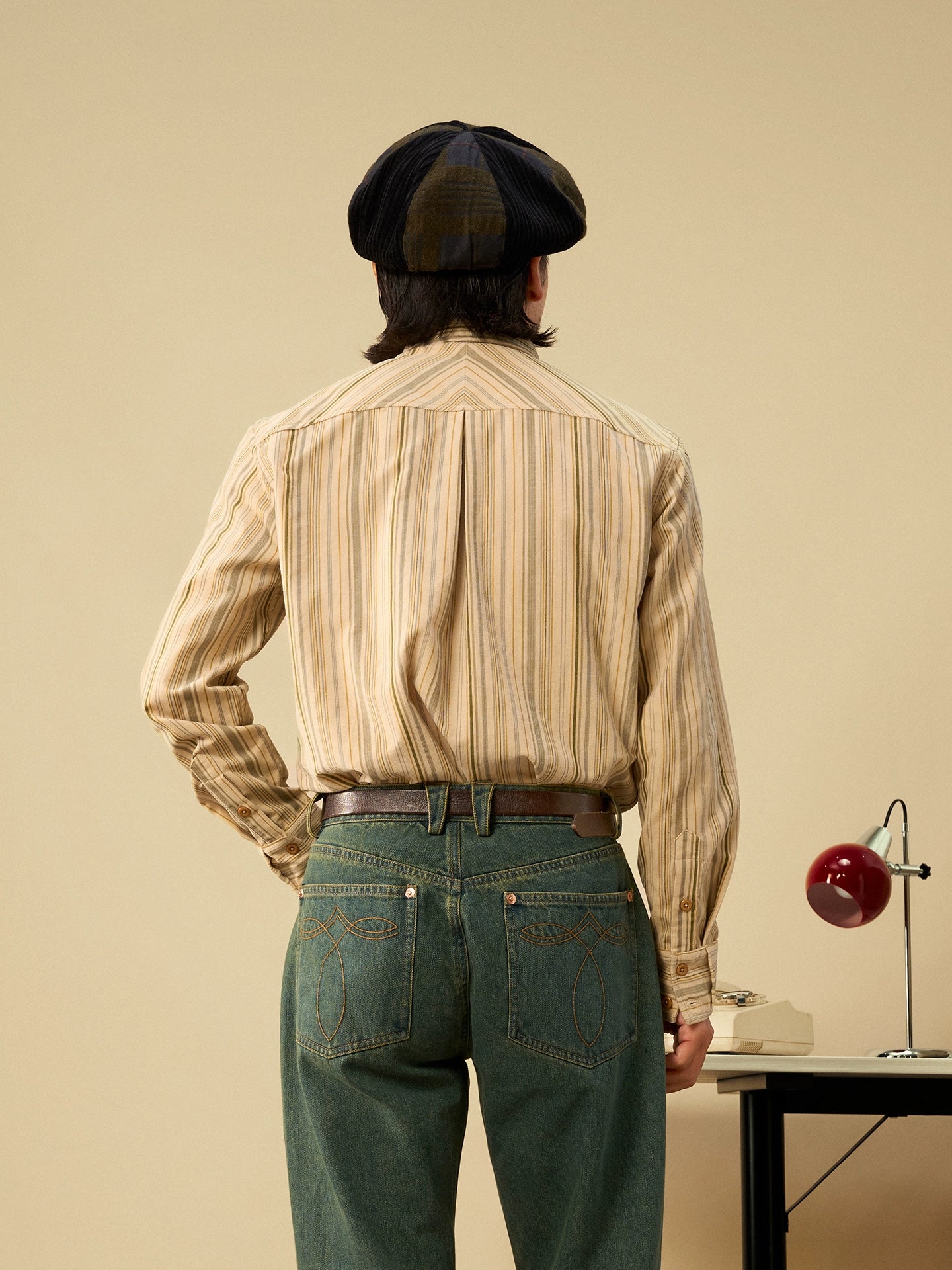 SOARIN英伦风复古纯棉条纹长袖衬衫男高级感商务休闲修身西装衬衣