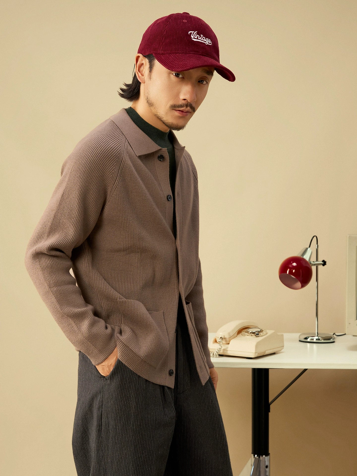 SOARIN英式绅装polo领针织开衫男 冬季轻奢感休闲商务毛衣外套