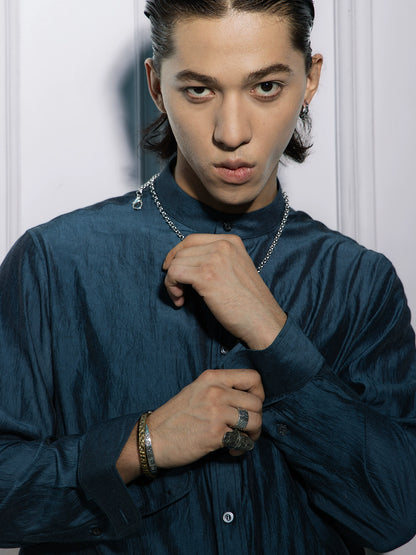 SOARIN【肌理纹】新中式立领长袖衬衫男 cleanfit高级感痞帅衬衣