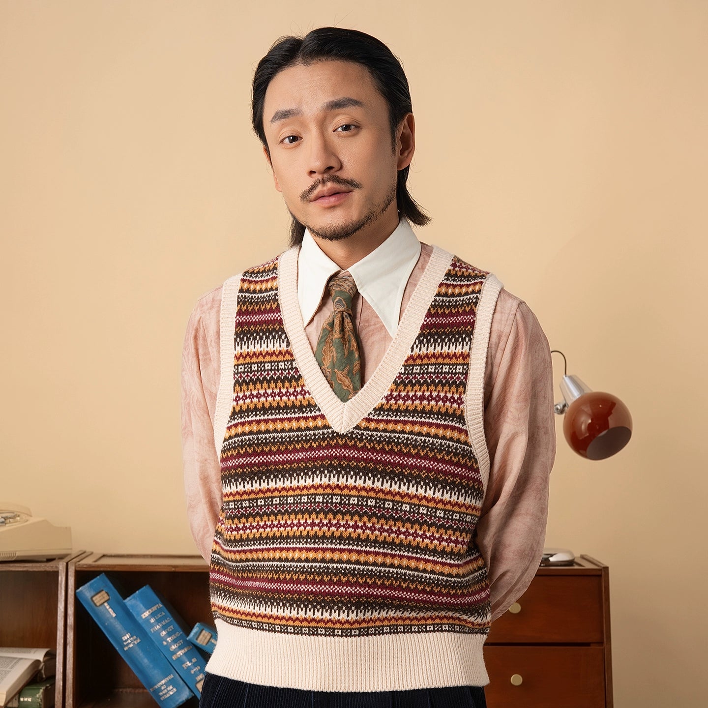 SOARIN英伦复古费尔岛针织马甲男老钱风绅装商务保暖叠穿毛衣背心