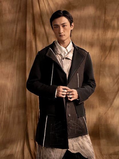 SOARIN Gai Yu Xia Series Relaxed Fit Wool Blend Asymmetric Deconstructed Coat DCZ233TXZ20