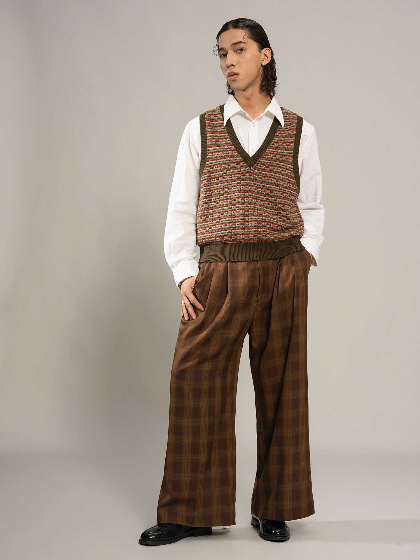 SOARIN复古民族风费尔岛毛衣男女款 vintage古着套头提花针织背心