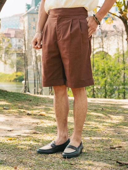 SOARIN Vintage Wide Leg Cotton Linen Blend Shorts JITZ242TF167