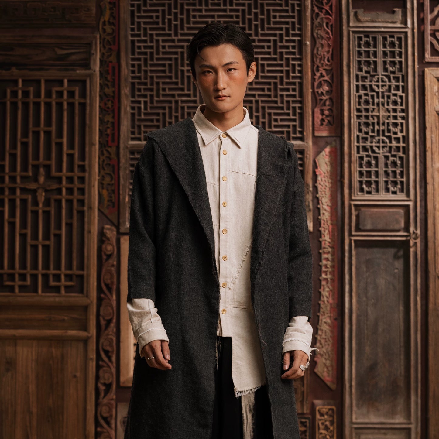 SOARIN WORLD gai yu xia Series Loose Fit Pure Wool Retro Robe DCZ233TDY04