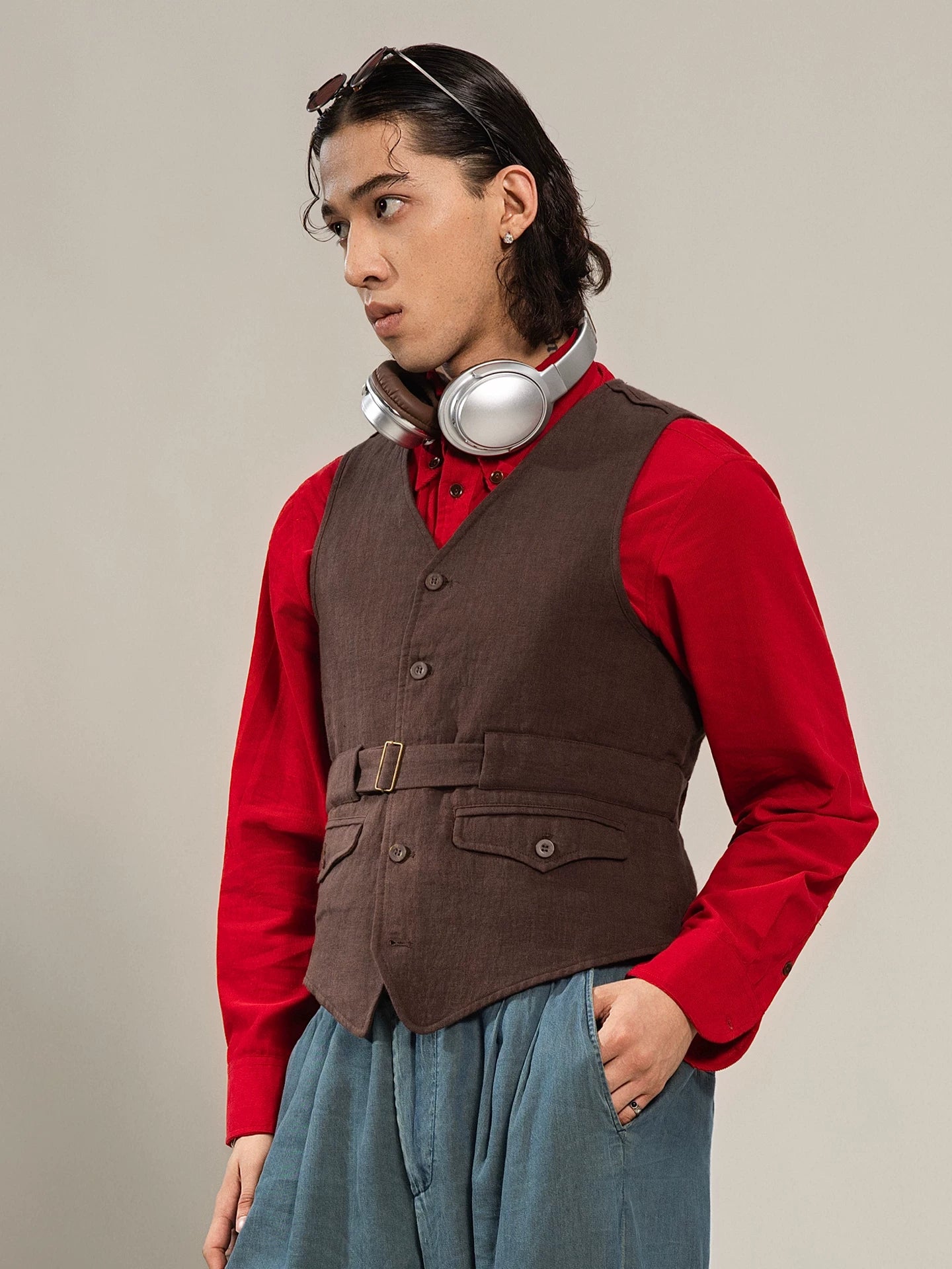 SOARIN Amekaji Vintage Slim Fit Polyester Vest  Z83B28