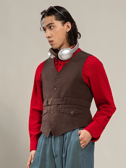 SOARIN Amekaji Vintage Slim Fit Polyester Vest  Z83B28