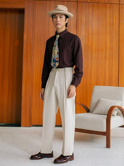 SOARIN意式绅装双褶西装裤男 抗皱免烫商务正装修身锥形九分裤子