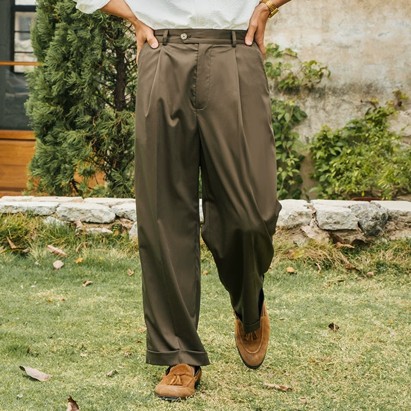 SOARIN Casual Vintage Wide Leg Polyester Cotton Trousers JUKZ252TF211