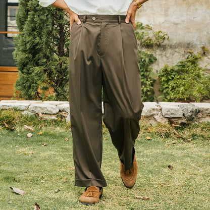 SOARIN Casual Vintage Wide Leg Polyester Cotton Trousers JUKZ252TF211