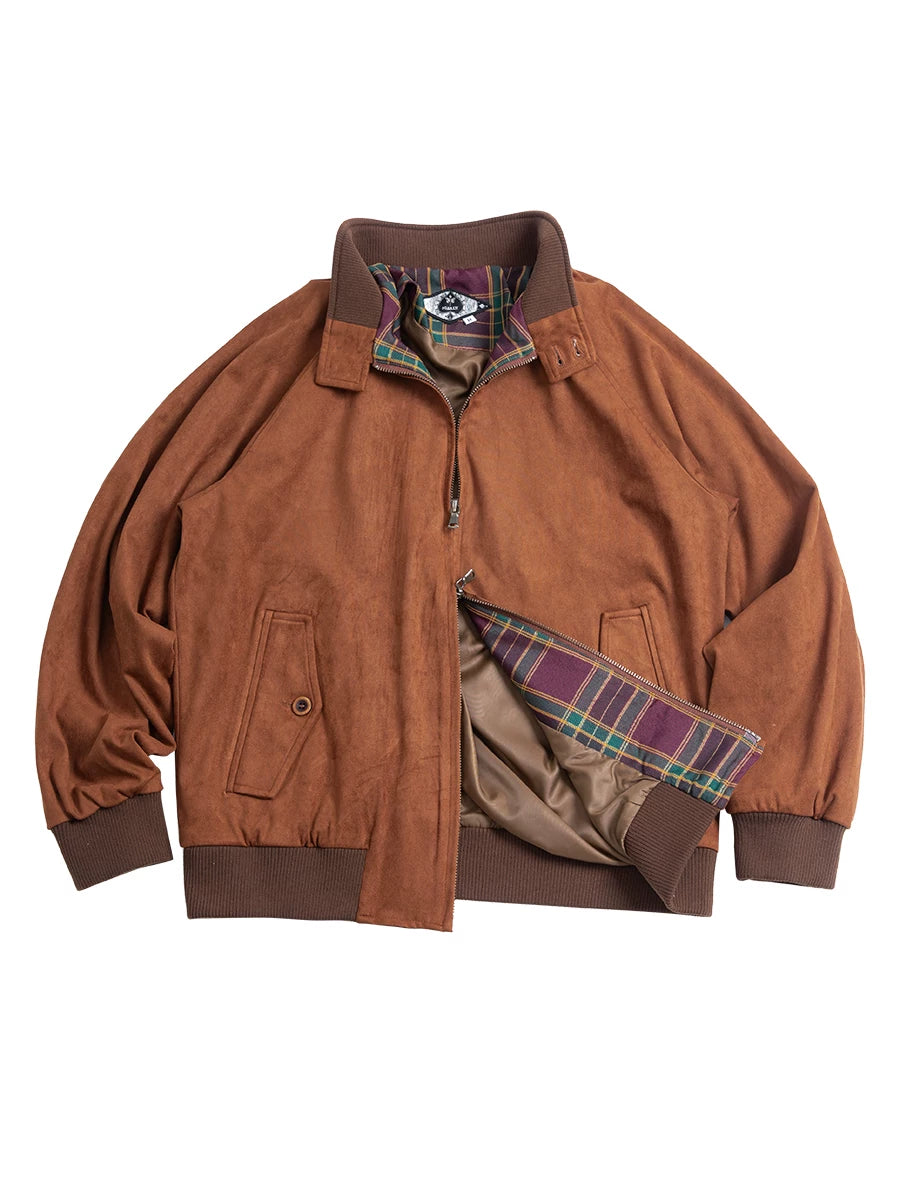 SOARIN Vintage Casual Loose Fit Faux Suede Harrington Jacket JUKZ24310J85