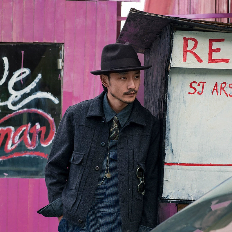 SOARIN复古美式重磅工装夹克男阿美咔叽机车服休闲羊毛呢牧场外套