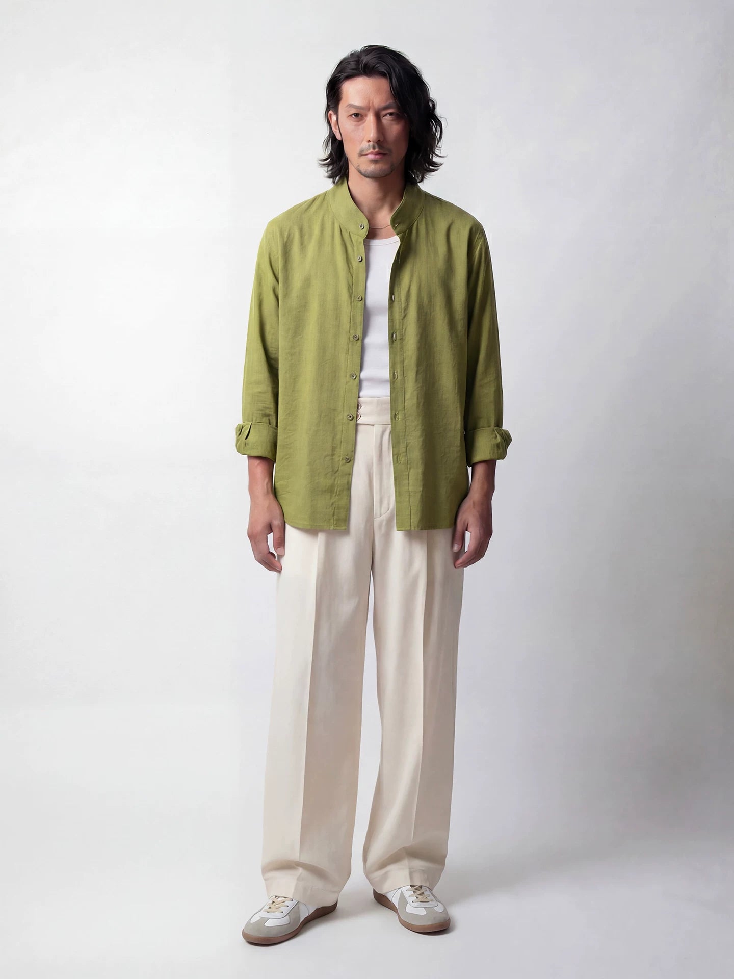 SOARIN Casual Vintage Loose Fit Cotton Viscose Nylon Blend Shirt JITZ262TC470