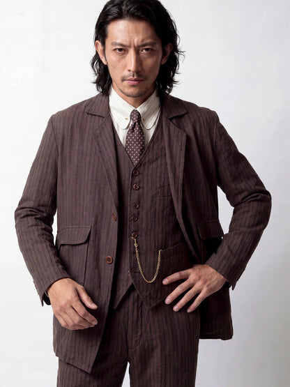 SOARIN Gentleman Vintage Regular Fit Lyocell Linen Blend Stripe Casual Blazer  LM262XZ05