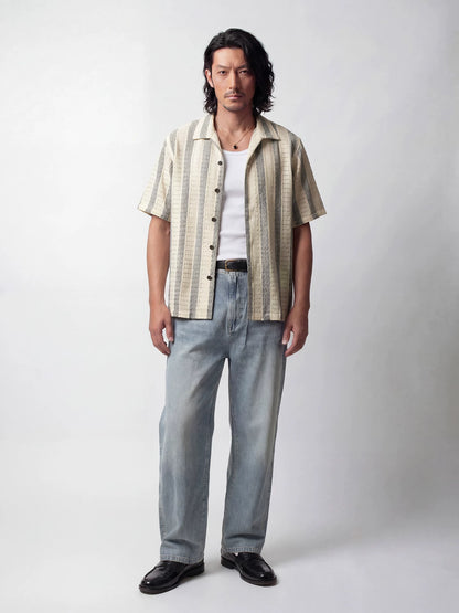 SOARIN Casual Vintage Loose Fit Polyester Spandex Blend Short Sleeve Shirt JITZ2626C473