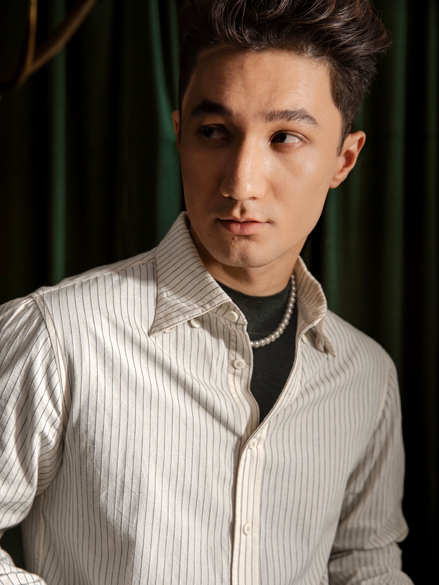 SOARIN英伦风复古细条纹西装衬衫男 轻奢高级感商务绅士长袖衬衣