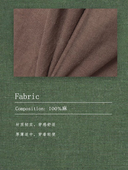 SOARIN WORLD Gai Yu Xia Vintage Distressed Straight-Fit Patchwork Linen Trousers Z92F208