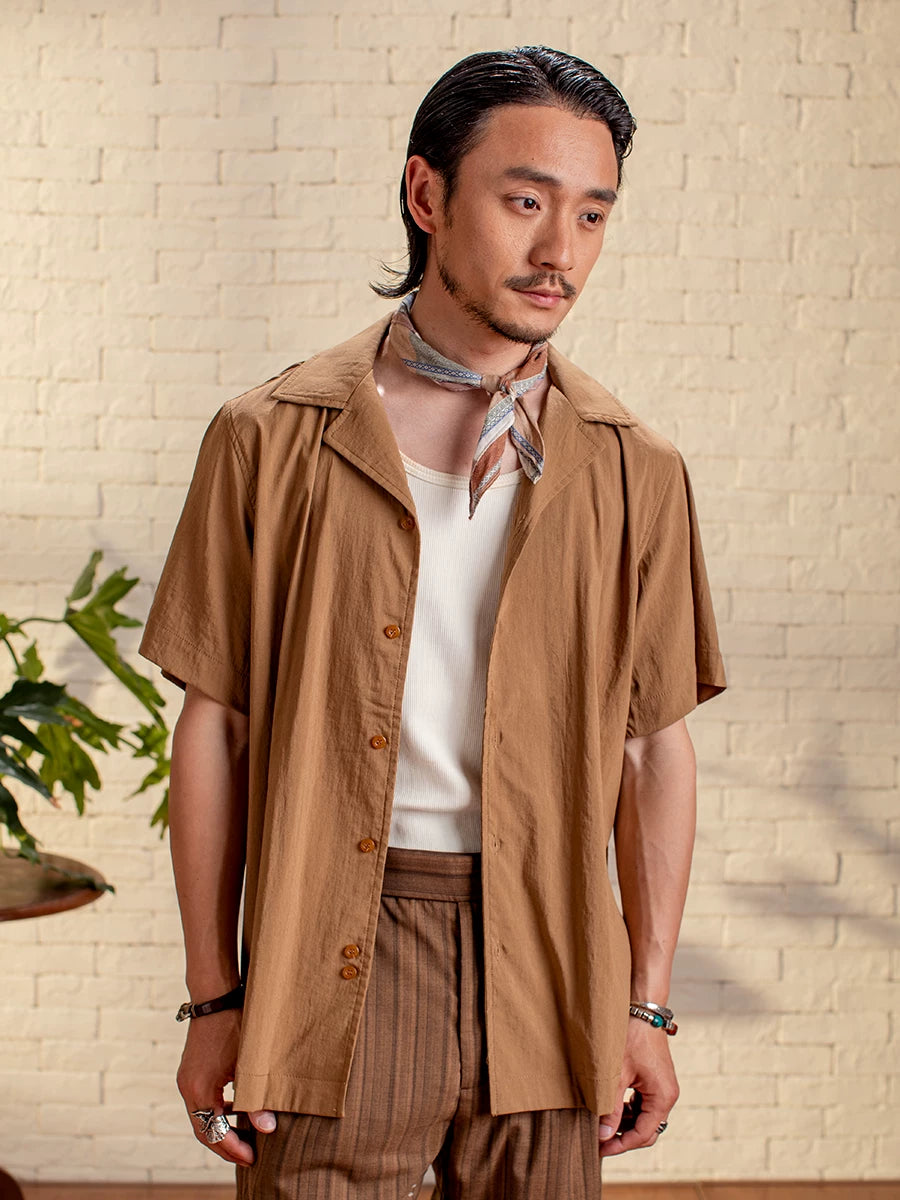 SOARIN Vintage Casual Relaxed Fit Cotton Blend Short-Sleeved Shirt Z212C498