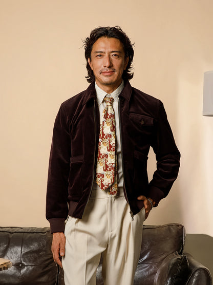 SOARIN英伦复古丝绒外套男 冬季厚款多口袋翻领短款A2飞行员夹克