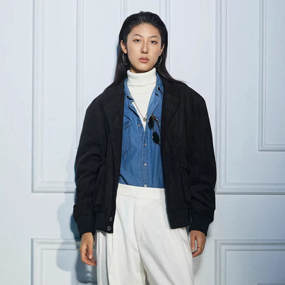 SOARIN美式复古麂皮外套男 阿美咔叽硬汉休闲宽松麂皮绒短款夹克