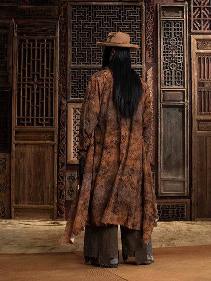 SOARIN Gai Yu Xia Series Loose Distressed Printed Funnel-Neck Long Coat DCZ233TC148