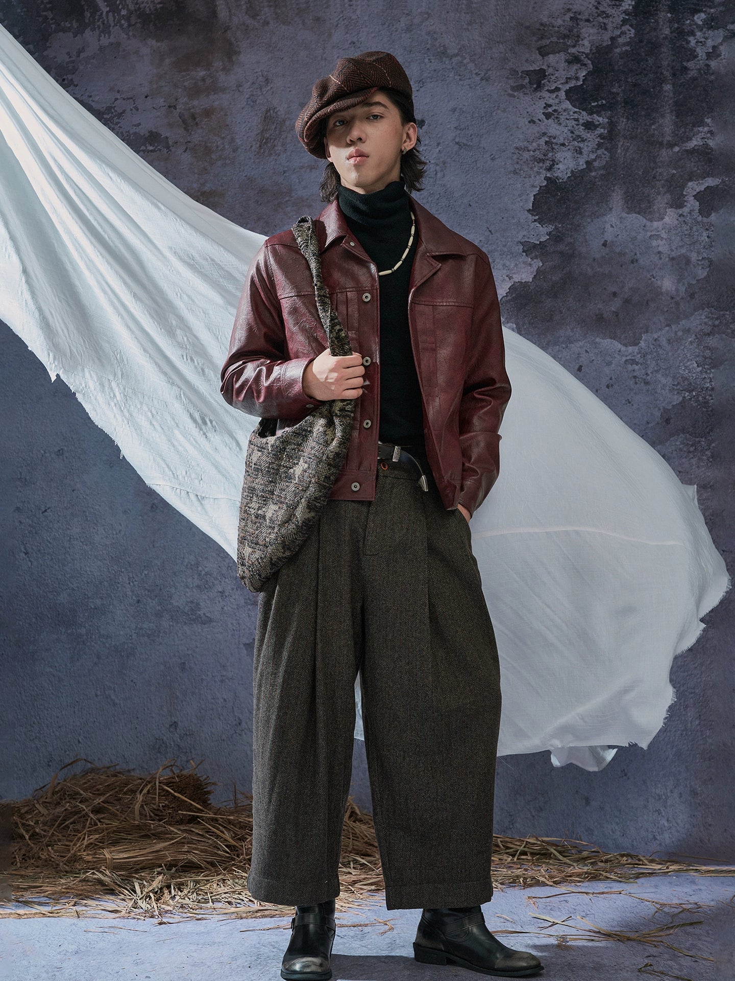 SOARIN美式复古机车风皮衣夹克 阿美咔叽休闲翻领飞行员短款外套