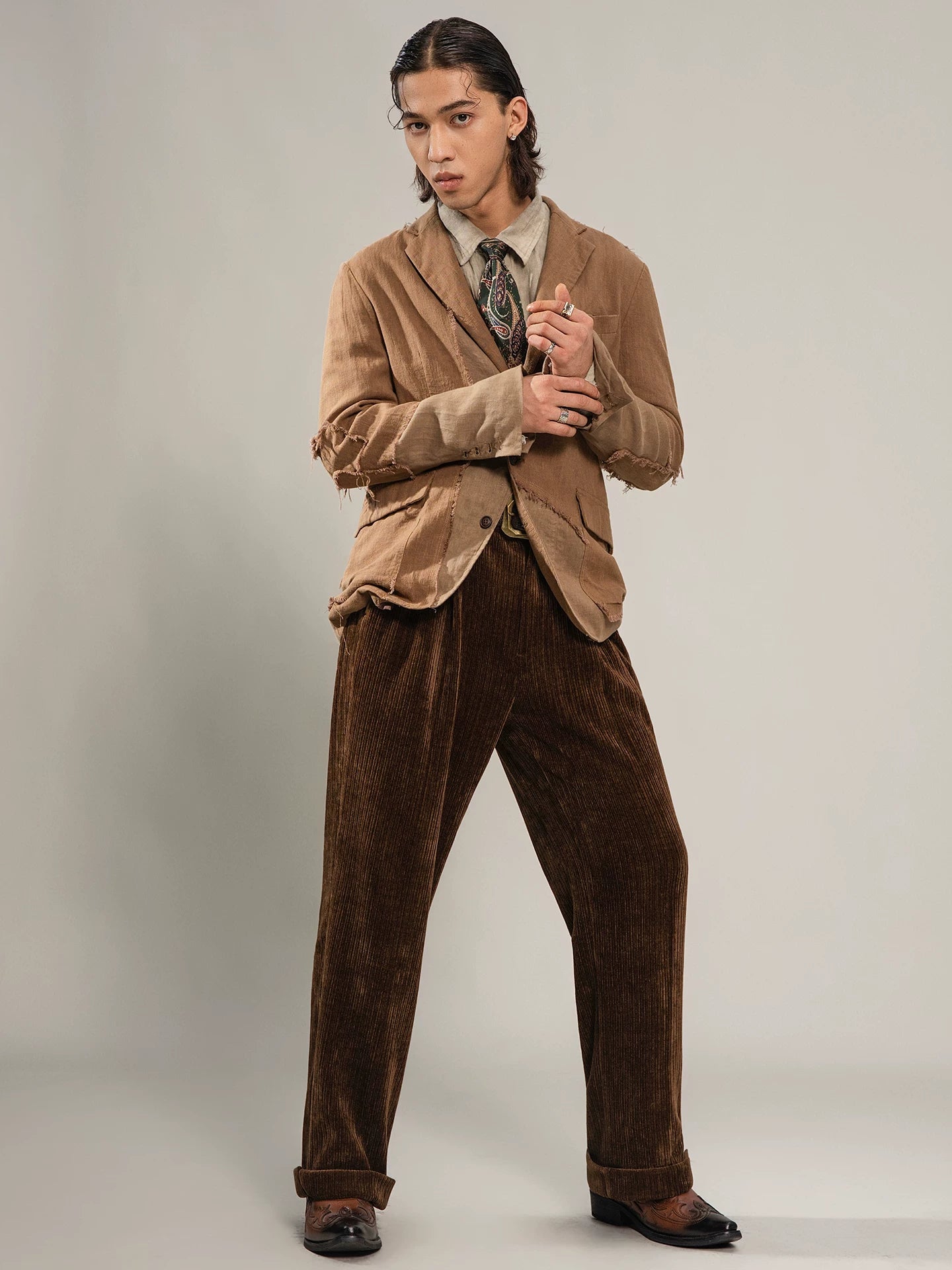 SOARIN WORLD Gai Yu Xia Series Tailored Fit Linen Cotton Suit Blazer Z93XZ208