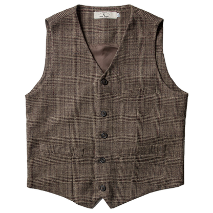 Soarin British Vintage Style Striped Plaid Vest Business Casual Slim-Fit Suit Vest
