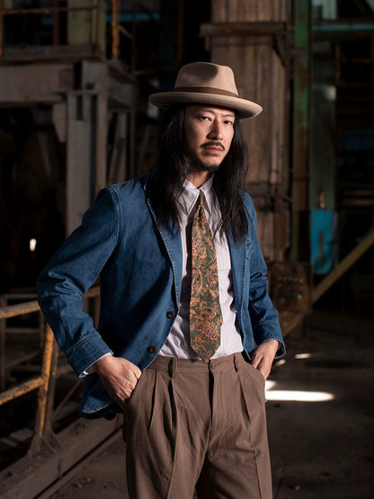 SOARIN复古美式工装牛仔西装男 冬季商务休闲修身猎装外套牛仔衣