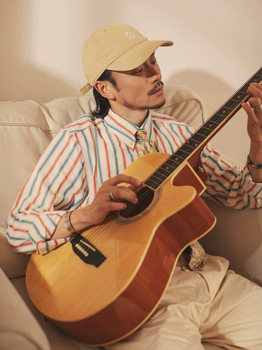 SOARIN英伦复古条纹长袖衬衫男 高级感商务正装休闲修身西装衬衣