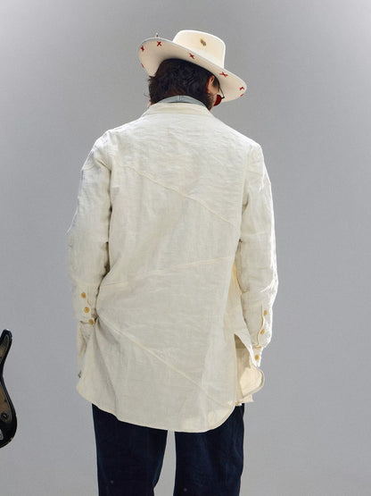 SOARIN WOLRD Artisan Loose Fit Metallic Cotton Shirt Jacket DCZ233TC185
