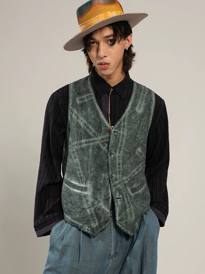SOARIN WORLD Gai Yu Xia Series Slim Fit Linen Vest Z92B209
