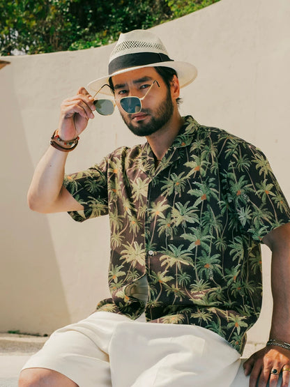 SOARIN Resort Vacation Loose Fit Polyester Hawaiian Short Sleeved Shirt YAOZ2526C405