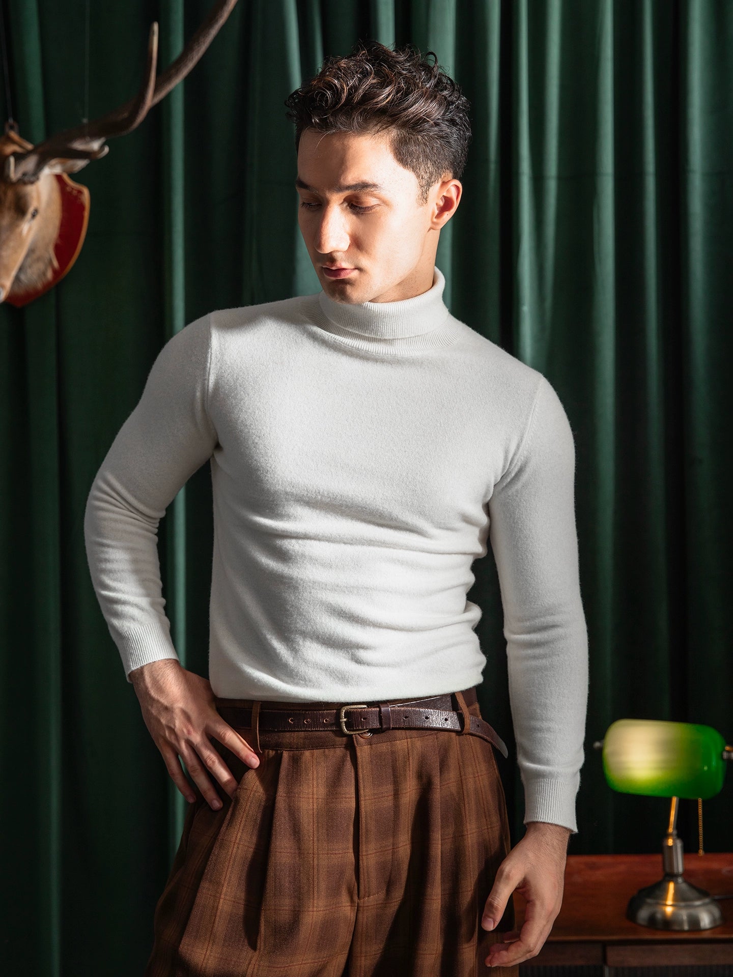 SOARIN【棉羊毛】英伦风复古高领针织毛衣男 冬季保暖内搭打底衫