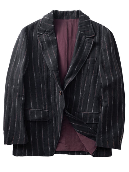 SOARIN【金属丝定型条】原创设计条纹西装外套男痞帅商务休闲西服