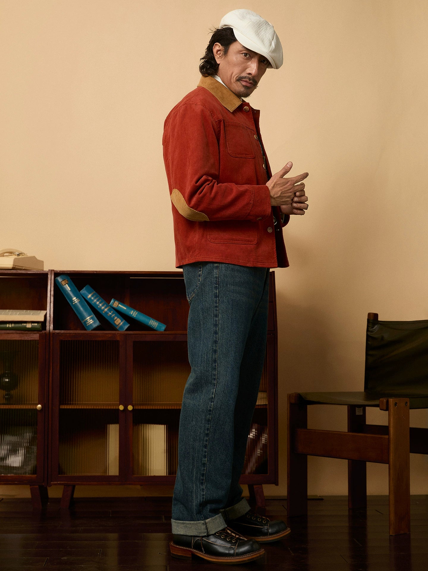 SOARIN美式工装灯芯绒翻领夹克男 阿美咔叽撞色多巴胺谷仓外套