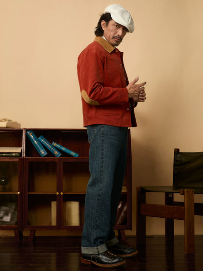 SOARIN美式工装灯芯绒翻领夹克男 阿美咔叽撞色多巴胺谷仓外套