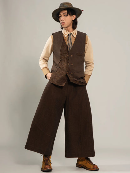 SOARIN Gai Yu Xia Series Tailored Slim Fit Cotton Linen Blend Asymmetric Vest DCZ253TB105