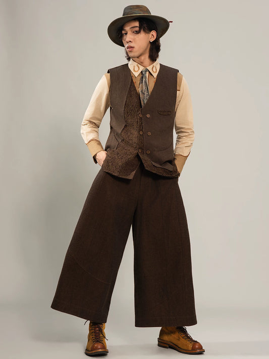 SOARIN Gai Yu Xia Series Tailored Slim Fit Cotton Linen Blend Asymmetric Vest DCZ253TB105