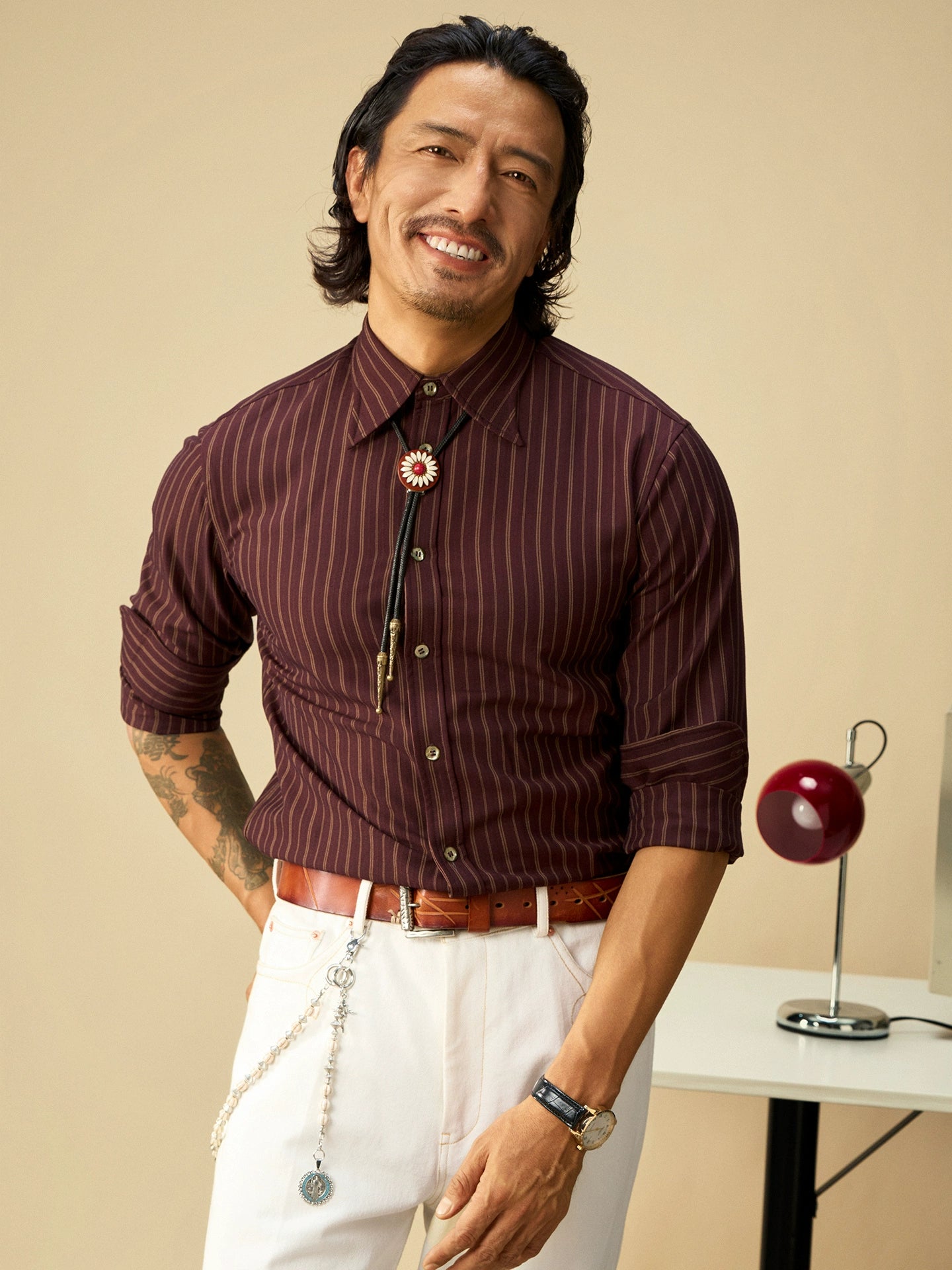 SOARIN英伦复古条纹西装衬衫男 老钱风免烫抗皱商务绅士长袖衬衣