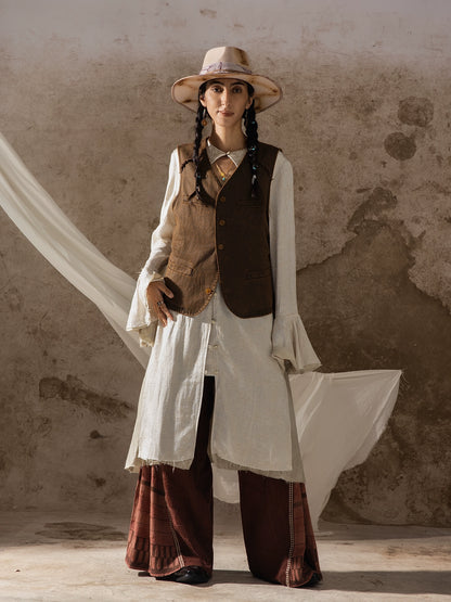 SOARIN复古美式西部风皮马甲男阿美咔叽做旧工装痞帅机车马夹背心