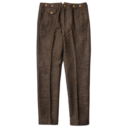 SOARIN British Vintage Tapered Fit Herringbone Wool Trousers  Z83F24
