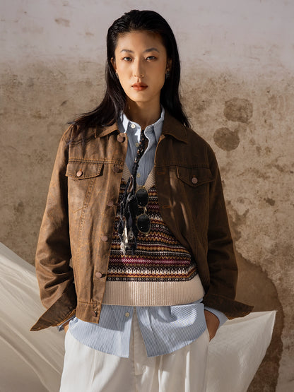 SOARIN【原创正版】复古美式皮夹克外套男阿美咔叽短款飞行员皮衣