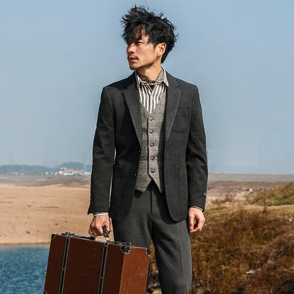 SOARIN British Retro Slim Fit Woolen Blazer   XT73XZ33
