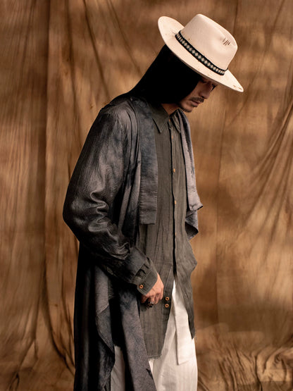 SOARIN Gai Yu Xia Series Asymmetric Loose Weathered Tie-Dyed Long Coat DCZ233TC154
