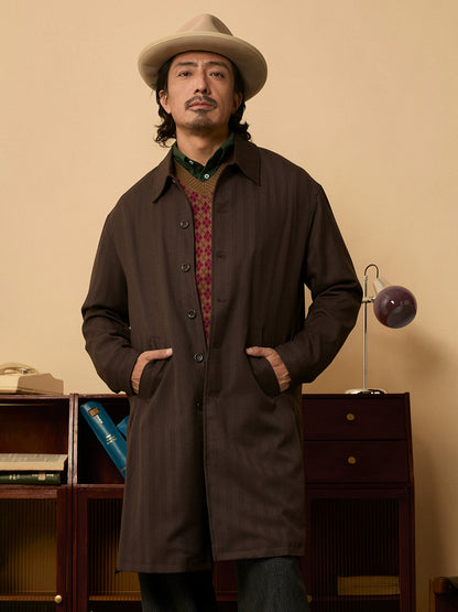 SOARIN英伦风复古巴尔马肯大衣男 秋季商务休闲廓形中长款大衣