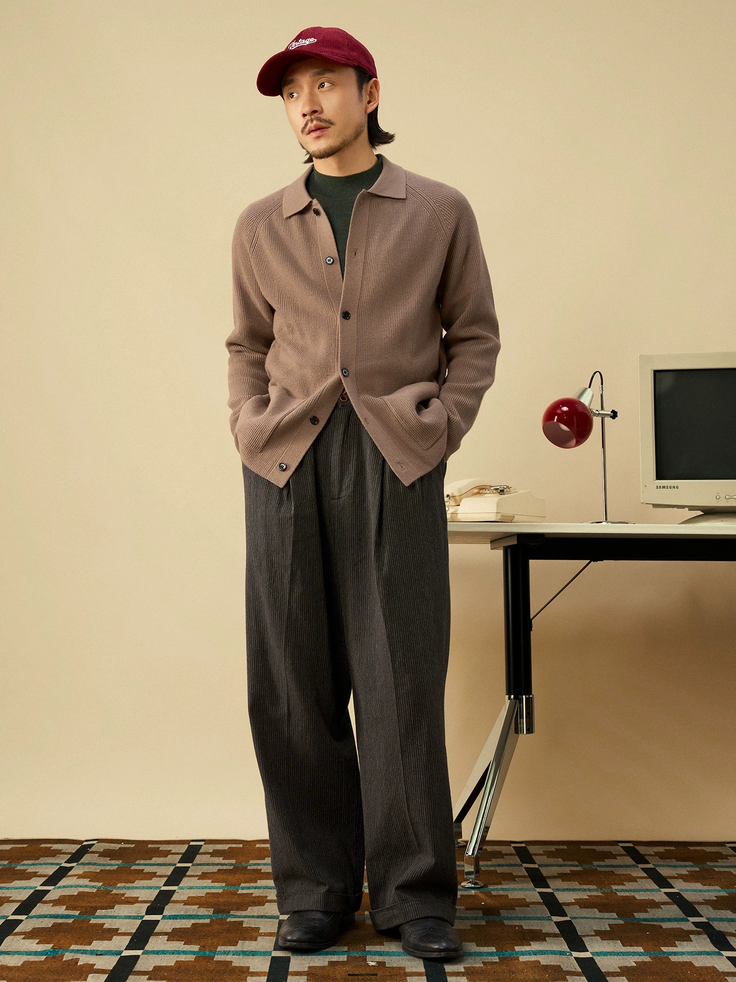 SOARIN英式绅装polo领针织开衫男 冬季轻奢感休闲商务毛衣外套