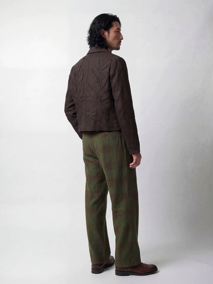 SOARIN Avant-Garde Vintage Boxy Fit Lyocell Linen Blend Distressed Jacket YBOZ262TJ114