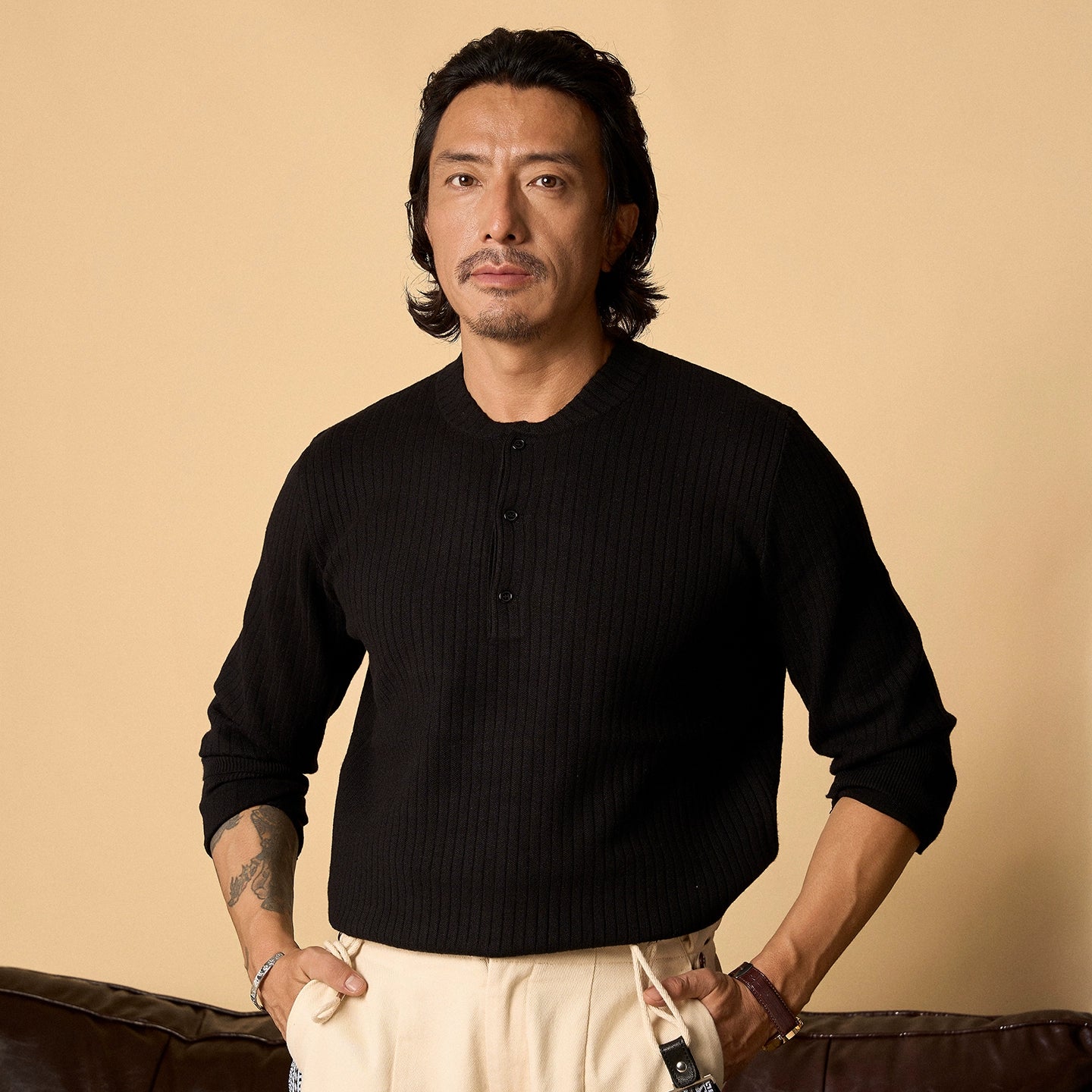 SOARIN英伦风复古亨利衫长袖针织毛衣男 简约百搭打底套头毛线衣